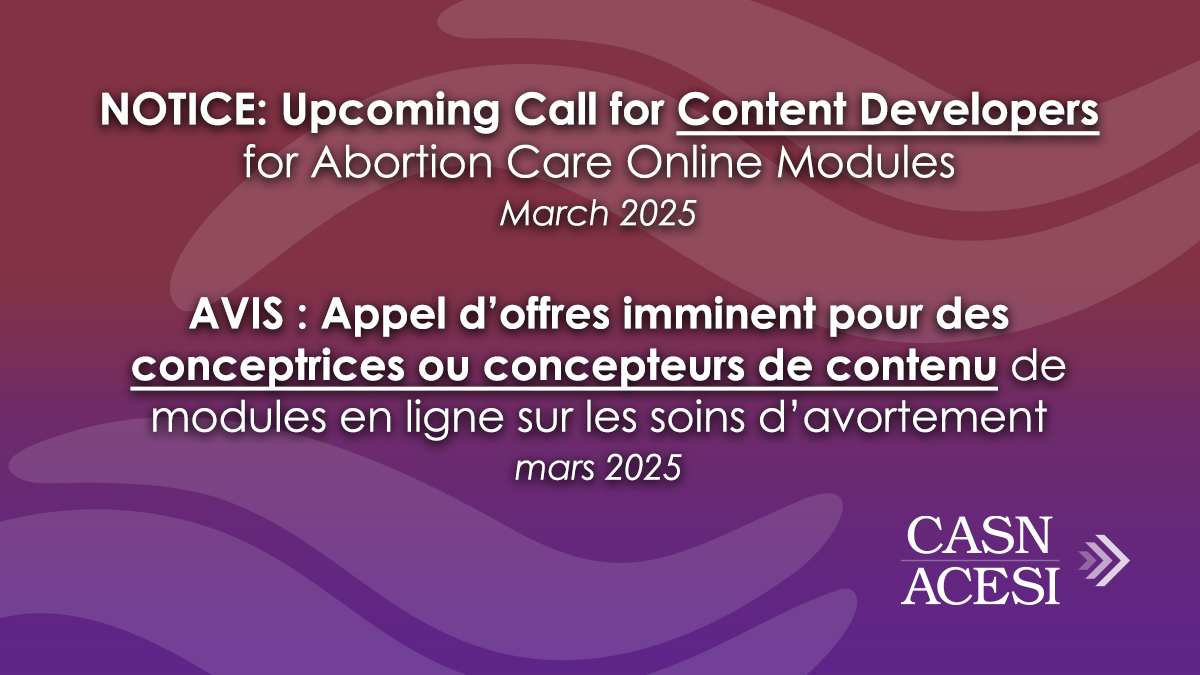 Notice: Upcoming Call for Content Developers for Abortion Care Online Modules